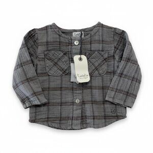 TOCOTO VINTAGE - CHECK SHIRT - GREY - 100% COTTON - 6M - NWT
